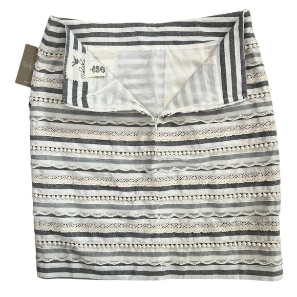 Anthropologie Tabitha Striped Lace Trim Pencil Skirt - Size 6 - Picture 4 of 12
